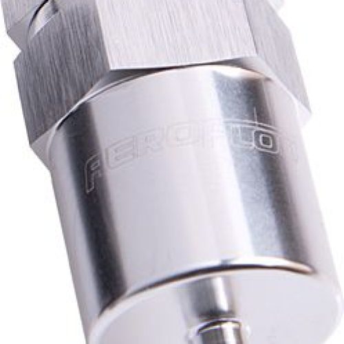 BILLET FUEL FILTER 5/16″ BARB SILVER 30 MICRON BRONZE FILTER