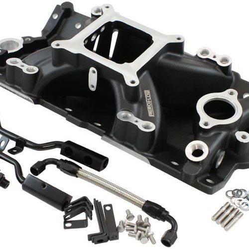 SBC EFI AIR GAP INTAKE MANIFOLSINGLE PLANE CHEV 350 BLACK