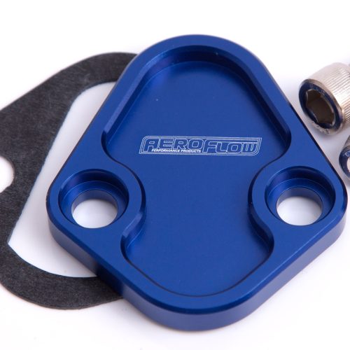 BILLET FUEL PUMP BLOCK OFF    BLUE CHRY  BBF SBF BBC