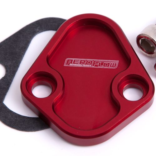 BILLET FUEL PUMP BLOCK OFF    RED CHRY BBC SBF BBF
