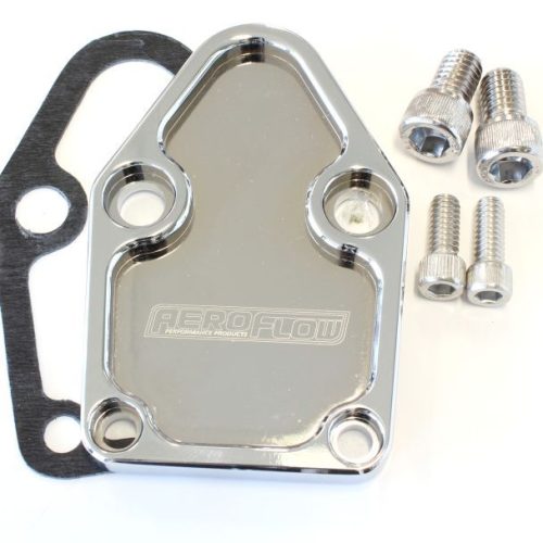 BILLET FUEL PUMP BLOCK OFF    PLATE CHROME SUITS SBC