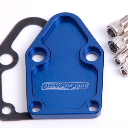 BILLET FUEL PUMP BLOCK OFF    PLATE BLUE SUITS SBC