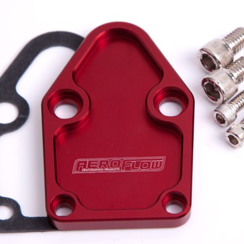 BILLET FUEL PUMP BLOCK OFF    PLATE RED SUITS SBC