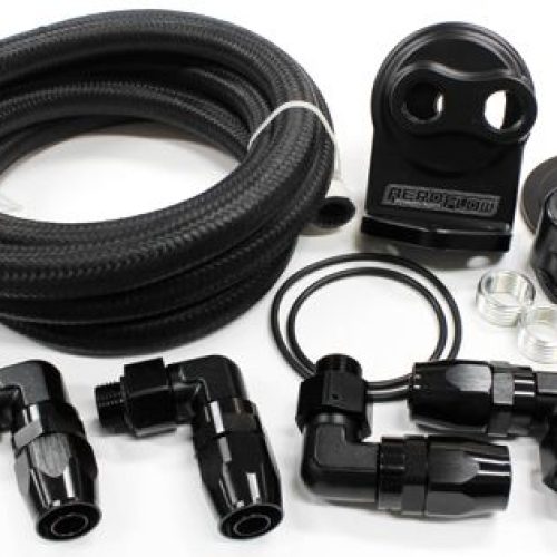 Billet Oil Filter Remote MountKit Single Filter Kit -10 hose