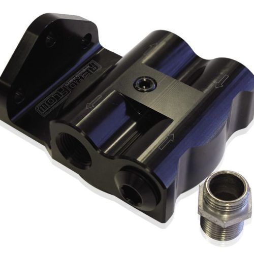 BILLET REMOTE OIL FILTER MOUNTBLACK, -8 ORB FEMALE PORTS