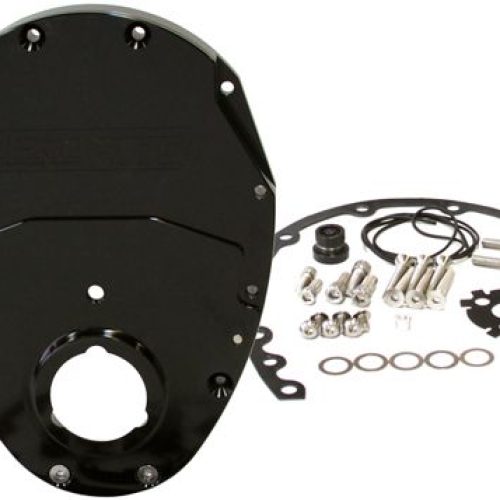 SB CHEV 350 V6 2 PIECE TIMING COVER KIT BILLET BLACK