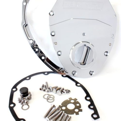 SB CHEV 350 V6 2 PIECE TIMING COVER KIT BILLET CHROME