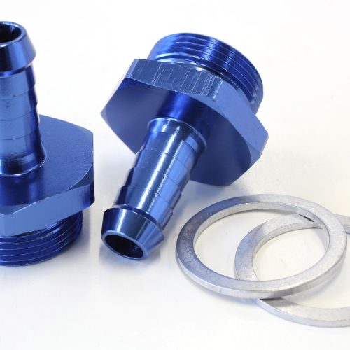 HOLLEY INLET FITTING 3/8″ BARBBLUE 7/8″ X 20 TO 3/8″  BARB