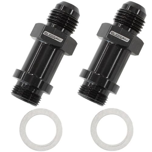 BG / DEMON INLET FITTING -6AN BLACK 9/16″ X 24 TO -6AN LONG