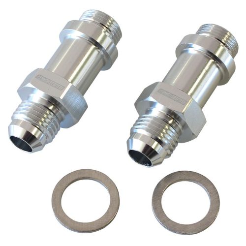 BG / DEMON INLET FITTING -6AN SILVER 9/16″ X 24 TO -6AN LONG