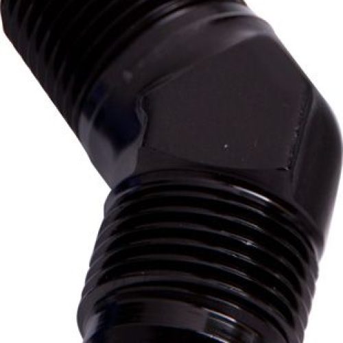 MALE 45 DEG 1/8″ NPT TO -4AN  BLACK MALE NPT TO AN 45 DEG