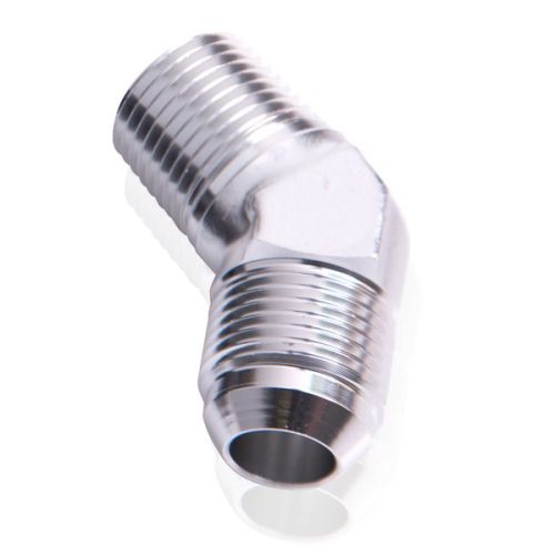 MALE 45 DEG 1/8″ NPT TO -6AN  SILVER MALE NPT TO AN 45 DEG