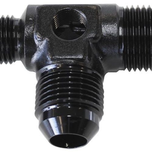 MALE FLARE TEE -8AN X 2 90 DEGAND 1 X -6AN 1/8 PORT 2 SIDES