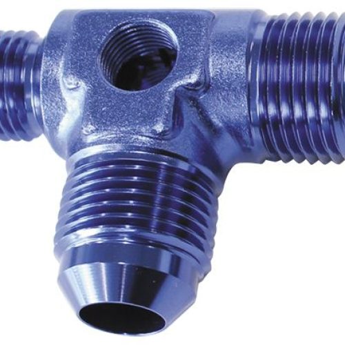 MALE FLARE TEE -8AN X 2 90 DEGAND 1 X -6AN 1/8 PORT 2 SIDES