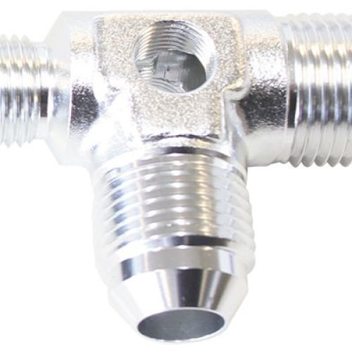 MALE FLARE TEE -8AN X 2 90 DEGAND 1 X -6AN 1/8 PORT 2 SIDES