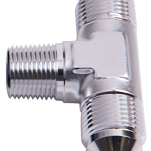 Tee with NPT On Side 1/8″ to -4AN Silver Finish