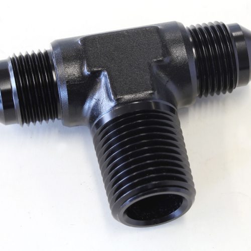 TEE -8AN WITH 1/2″ NPT ON SIDEBLACK AN TEE WITH NPT ON SIDE