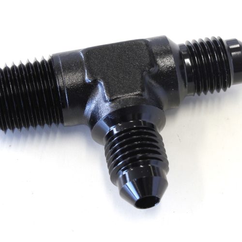 TEE -4AN WITH 1/4″ NPT ON RUN BLACK AN TEE WITH NPT ON RUN