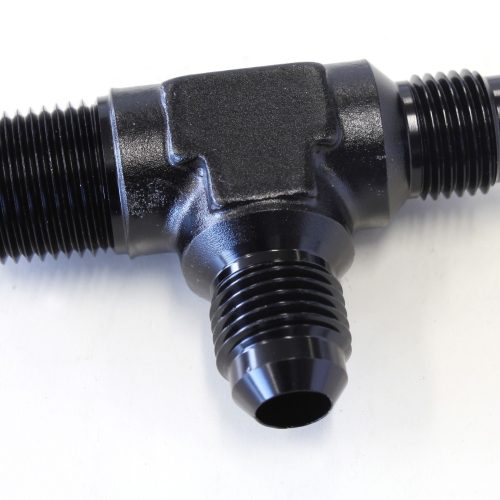 TEE -6AN WITH 3/8″ NPT ON RUN BLACK AN TEE WITH NPT ON RUN