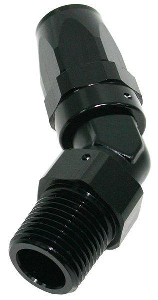 Male 3/8 NPT 45 Deg to -8 Hose Black