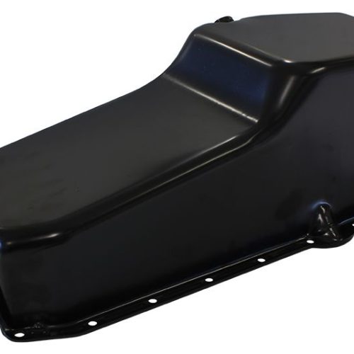 STEEL STOCK OIL PAN SBC BLACK RH/SIDE DIPSTICK REAR SUMP