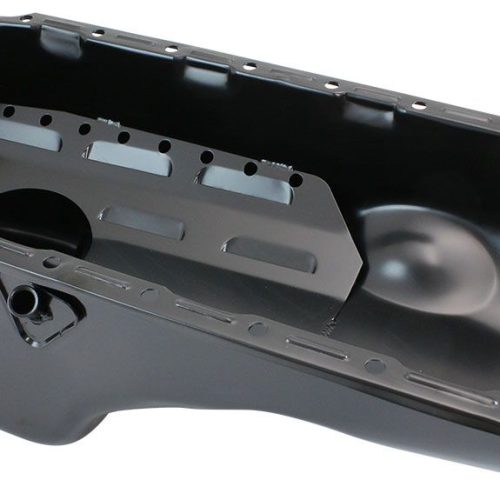 STEEL STOCK OIL PAN BBC BLACK RH/SIDE DIPSTICK REAR SUMP