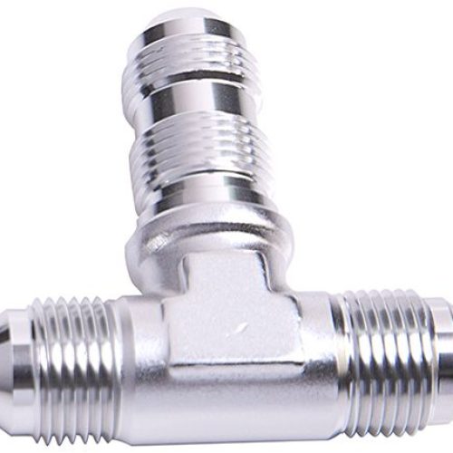 Bulkhead AN Tee -4AN Silver Finish. Bulkhead Nuts Sold Separately