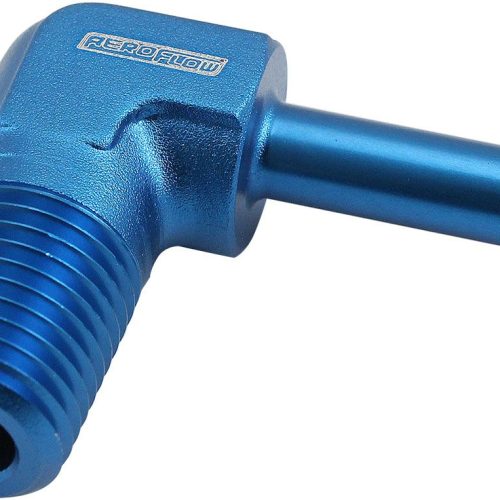MALE 1/4″ NPT TO 1/4″ BARB    BLUE 90 DEGREE MALE TO MALE