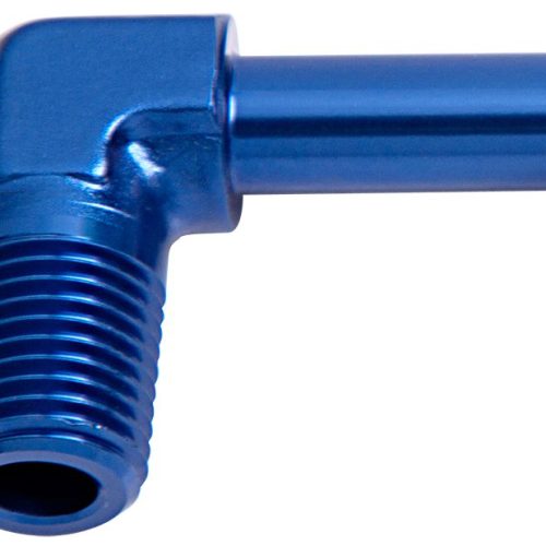 90 DEG 3/8″ NPT TO 1/2″ BARB  BLUE 90 DEG MALE TO MALE