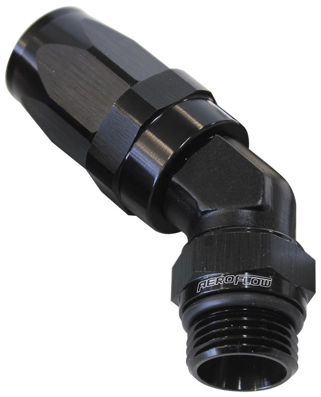 45 Deg -8 Hose to Male -8 Thread Black