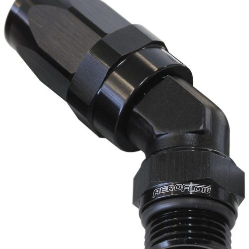 45 Deg -12 Hose to Male -12 Thread Black