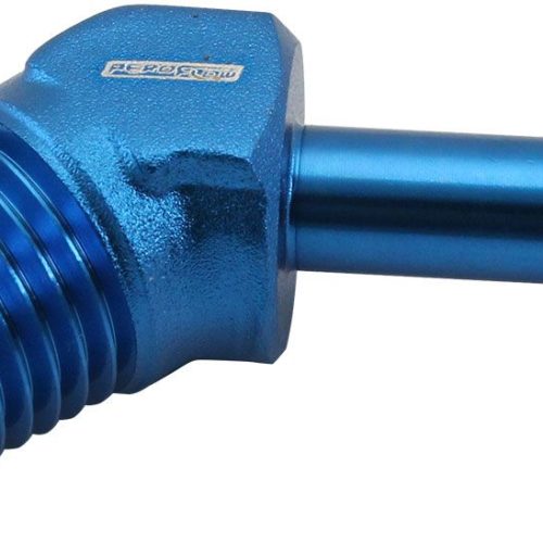 MALE 1/4″ NPT TO 1/4″ BARB    BLUE 45 DEGREE MALE TO MALE