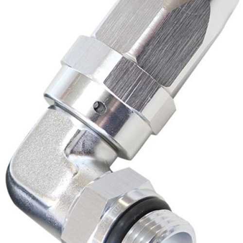 ORB Taper Swivel 90° Hose End -12AN to -12ORB Silver Finish. Suit 100 & 450 Series Hose