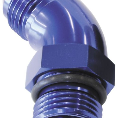 45 DEG -6ORB TO -6AN COMPLETE WITH JAM NUT AND O-RING BLUE
