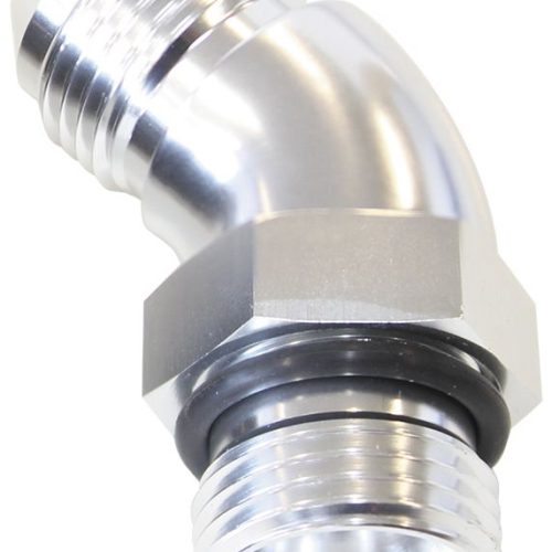 45 DEG -12ORB TO -12AN COMPLETWITH JAM NUT AND O-RING SILVER