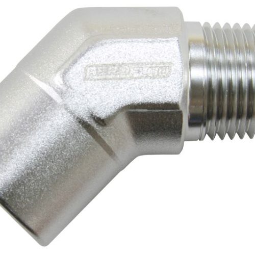 45 Deg Female – Male Elbow 3/8 NPT Silver
