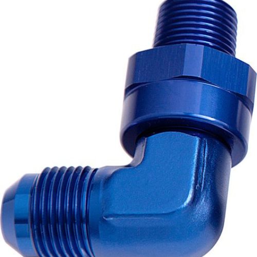 90 DEG 1/2″ NPT TO -10AN      BLUE MALE SWIVEL THREAD