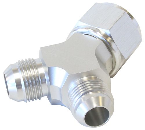 Y PIECE -8 SWIVEL NUT 2X -6AN SILVER