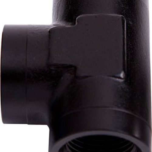 FEMALE TEE -10 ORB BLACK 3X -10 ORB PORTS