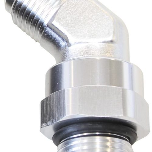 45° ORB Swivel to Male Flare Adapter -10 to -10 Silver Finish