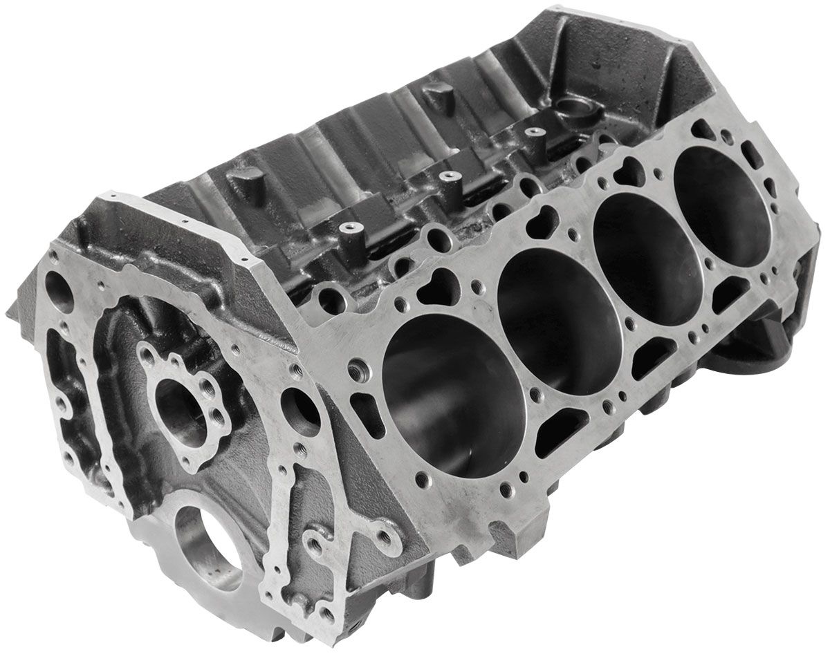 <strong>Aeroflow Cast Iron B/B Chev Engine Block, 4.490" Bore</strong>9.810" Deck Height, 454 Mains, 4-Bolt Billet Splayed Caps