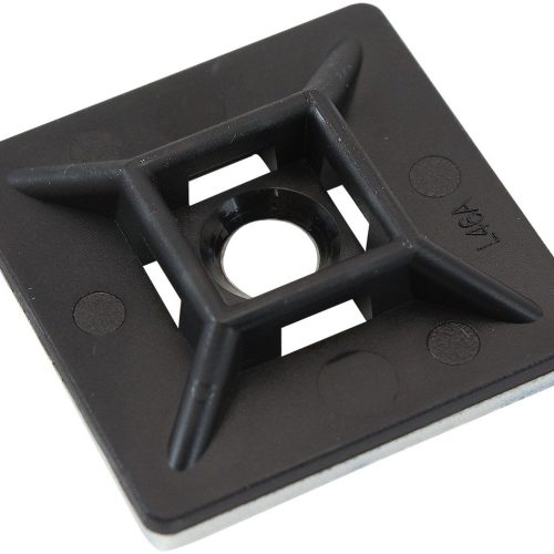 CABLE TIE MOUNTS 28mm x 28mm  NYLON 3M PAD MOUNT BLACK